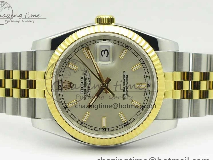 MiroTime 0519 DateJust 36 SS YG 126233 ARF 1:1 Best Edition Silver Dial Stick Markers on SS YG Jubilee Bracelet SH Elegant 3430